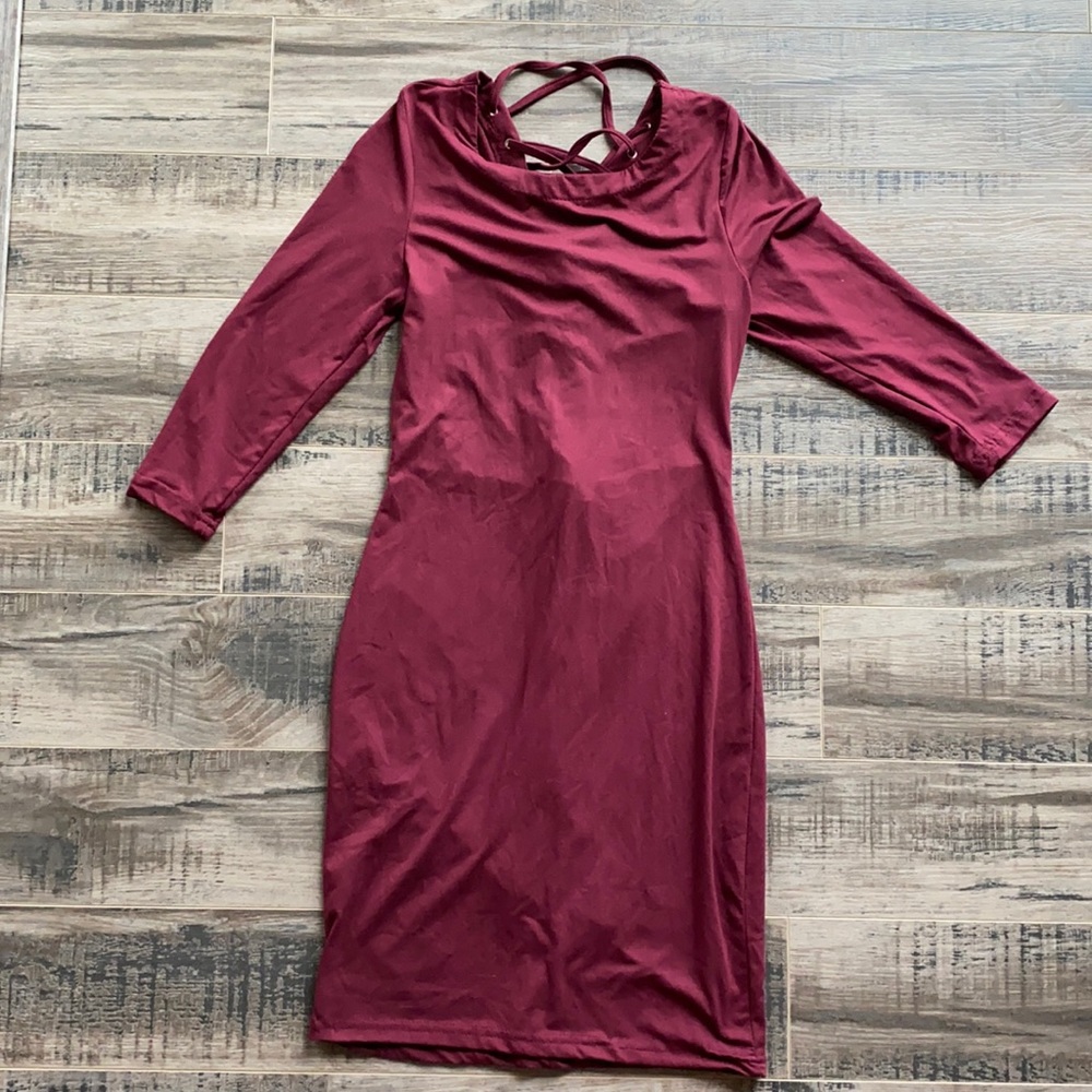 Burgundy midi dress